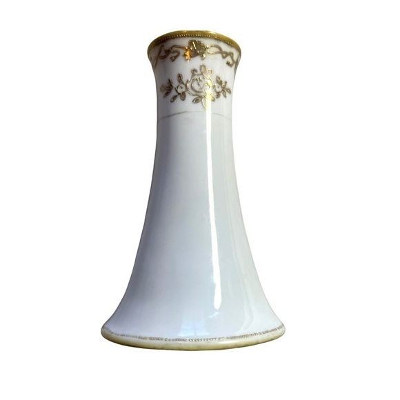 Vintage Antique Noritake Nippon Hand Painted Gold Candlestick Small Flower Vase - Picture 7 of 17